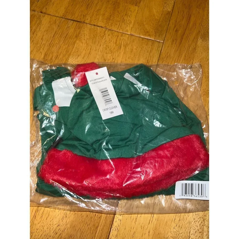 Holiday Toddler Girls Elf Dress with Hat, 2-Piece 18 month